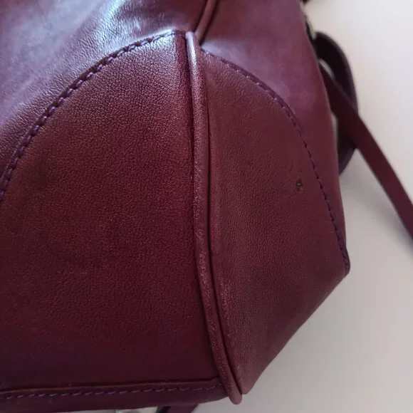 Soriel New York Leather Hobo Handbag, Raspberry color, Silver tone hardware - Picture 9 of 12